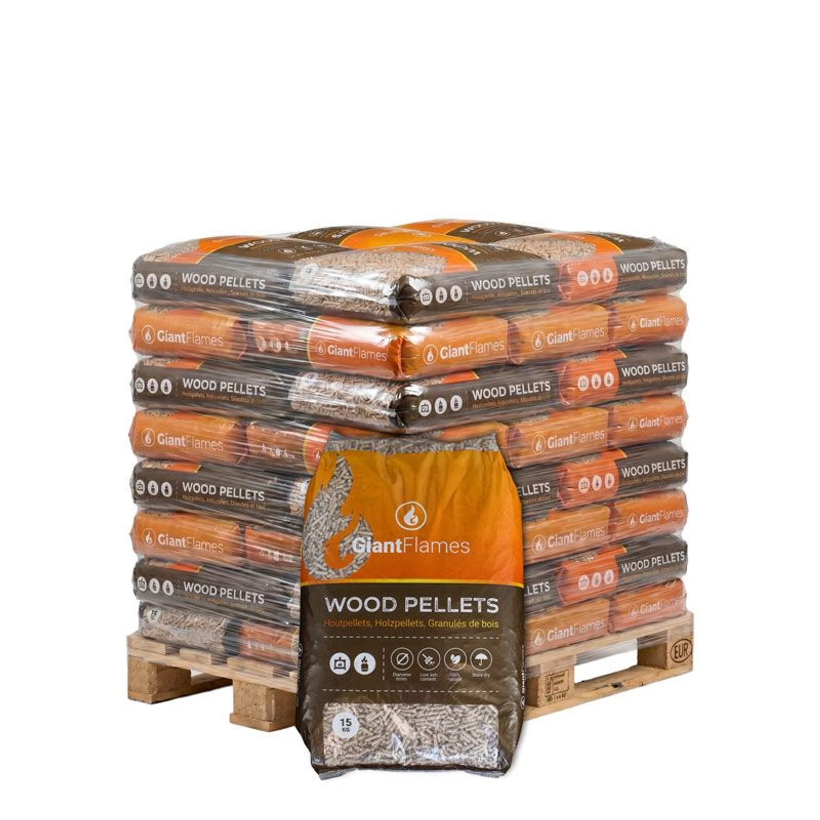 Demi-palette de granulés de bois Giant Flames 35 sacs x 15 kg (525kg)