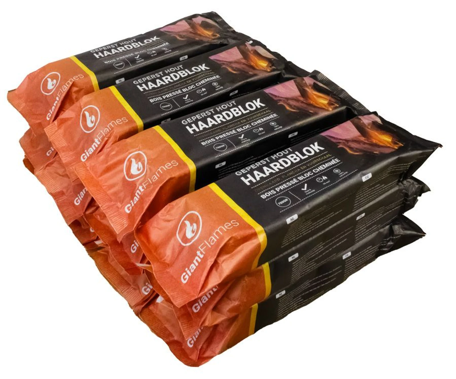 Giant Flames FSC Bûches de cheminée 12 unités x 700g (8,4 kg)
