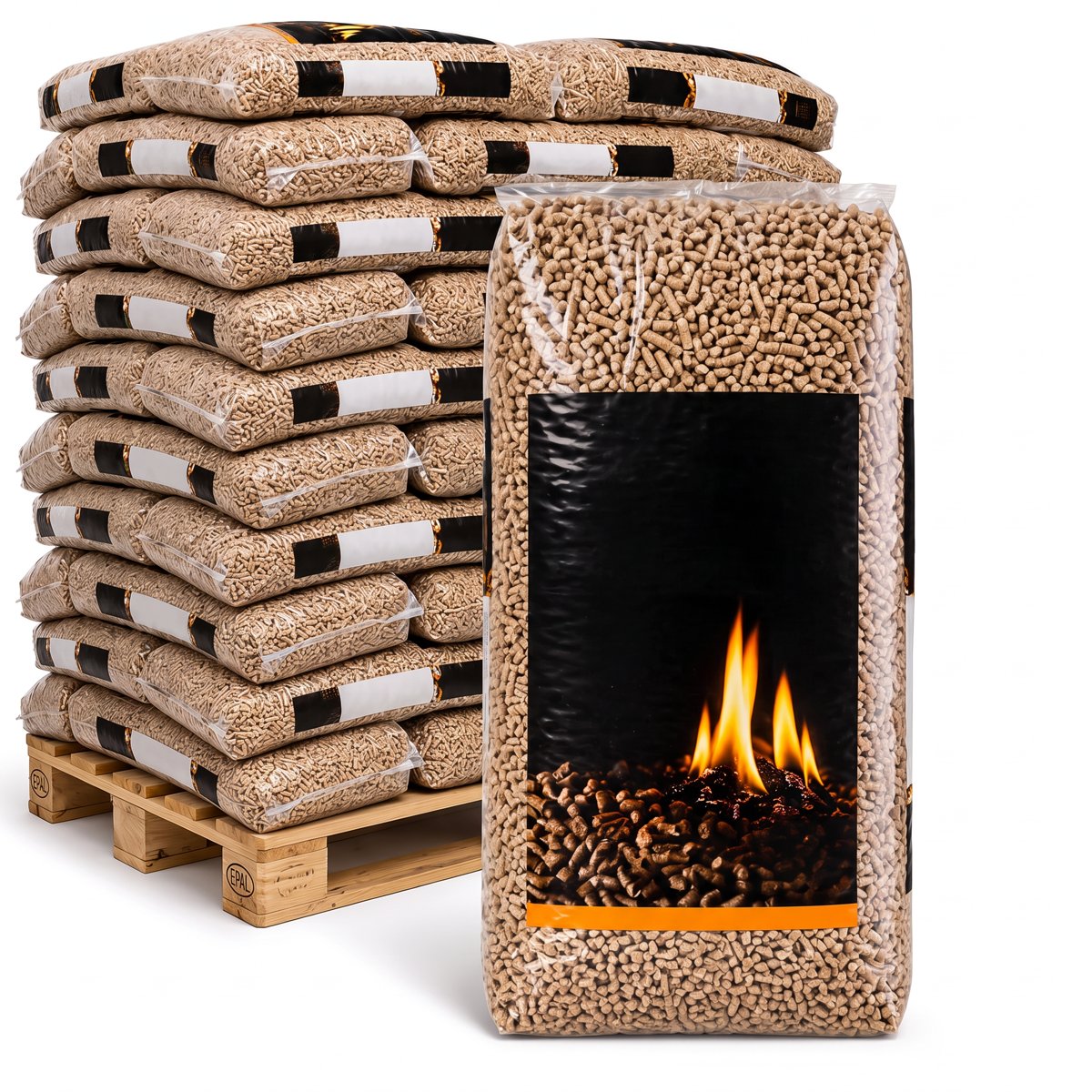 HIT Granulés de bois en sac 6mm ENplusA1, 66 x 15kg Palette