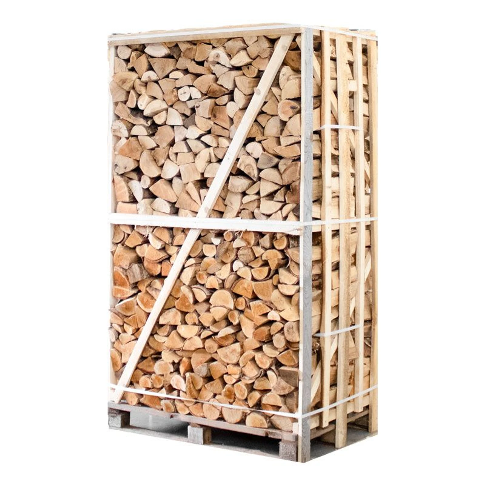 Palette de bois de chauffage mixte bouleau/frêne fendu séché en chambre 25cm