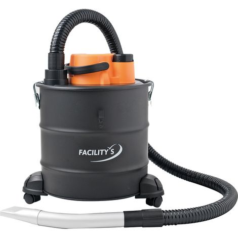Facilitys – Aspirateur à cendres chaudes 1200 W – Cuve métal 18 L – Aspiration jusqu'à 60°C – Filtre HEPA lavable – Tuyau métal/PVC 150 cm