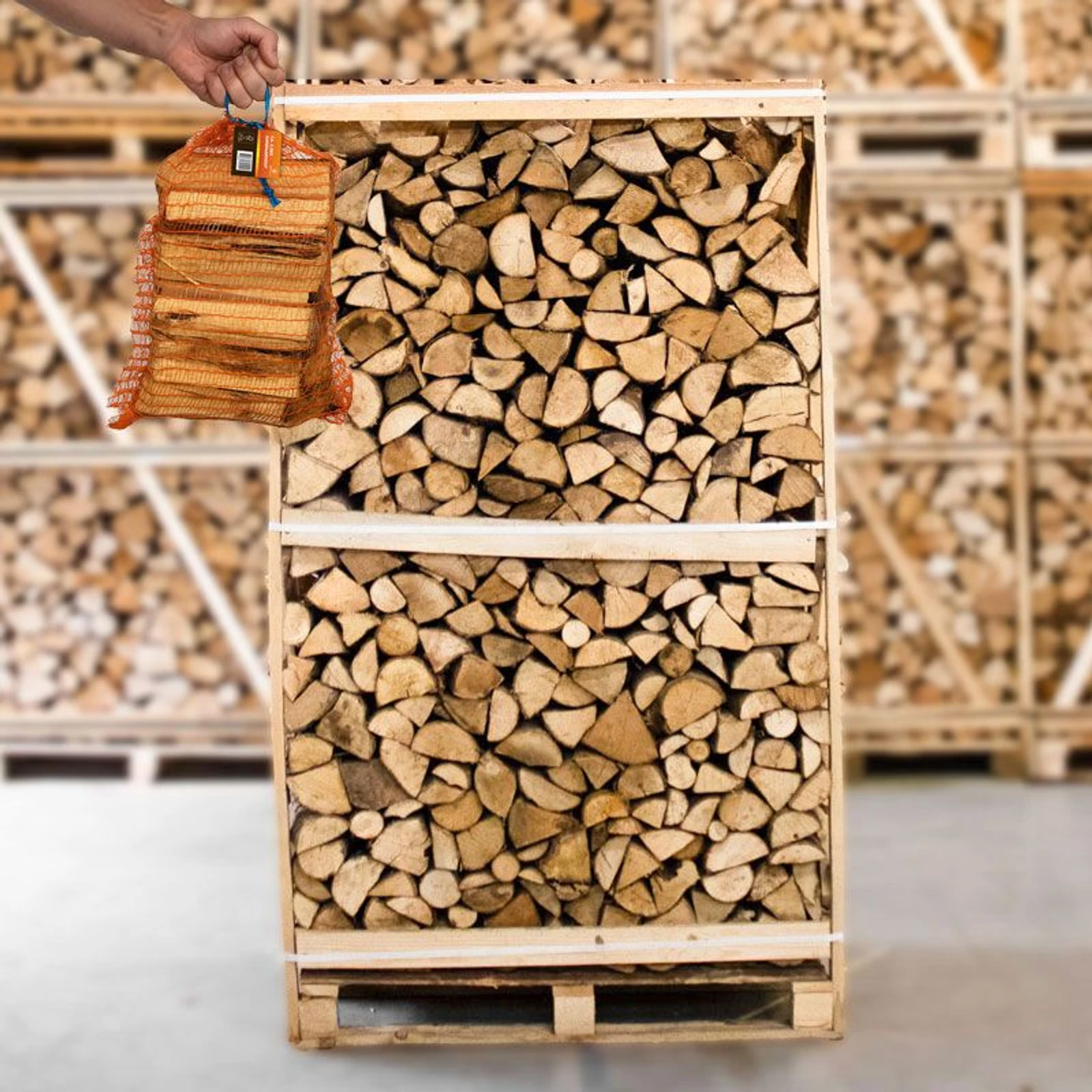 Palette de bois de chauffage en frêne 25cm