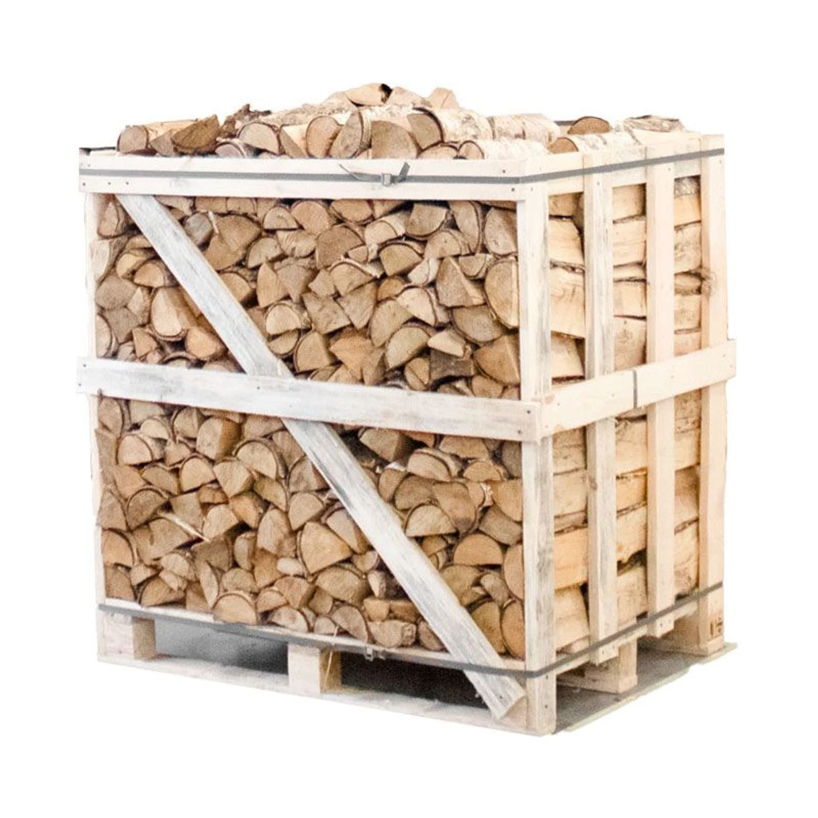 Demi-palette de bois de chauffage bouleau séché en chambre, fendu, 25cm