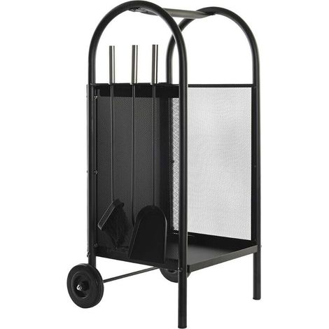 Porte Bûches à Roulettes avec Accessoires Sannover