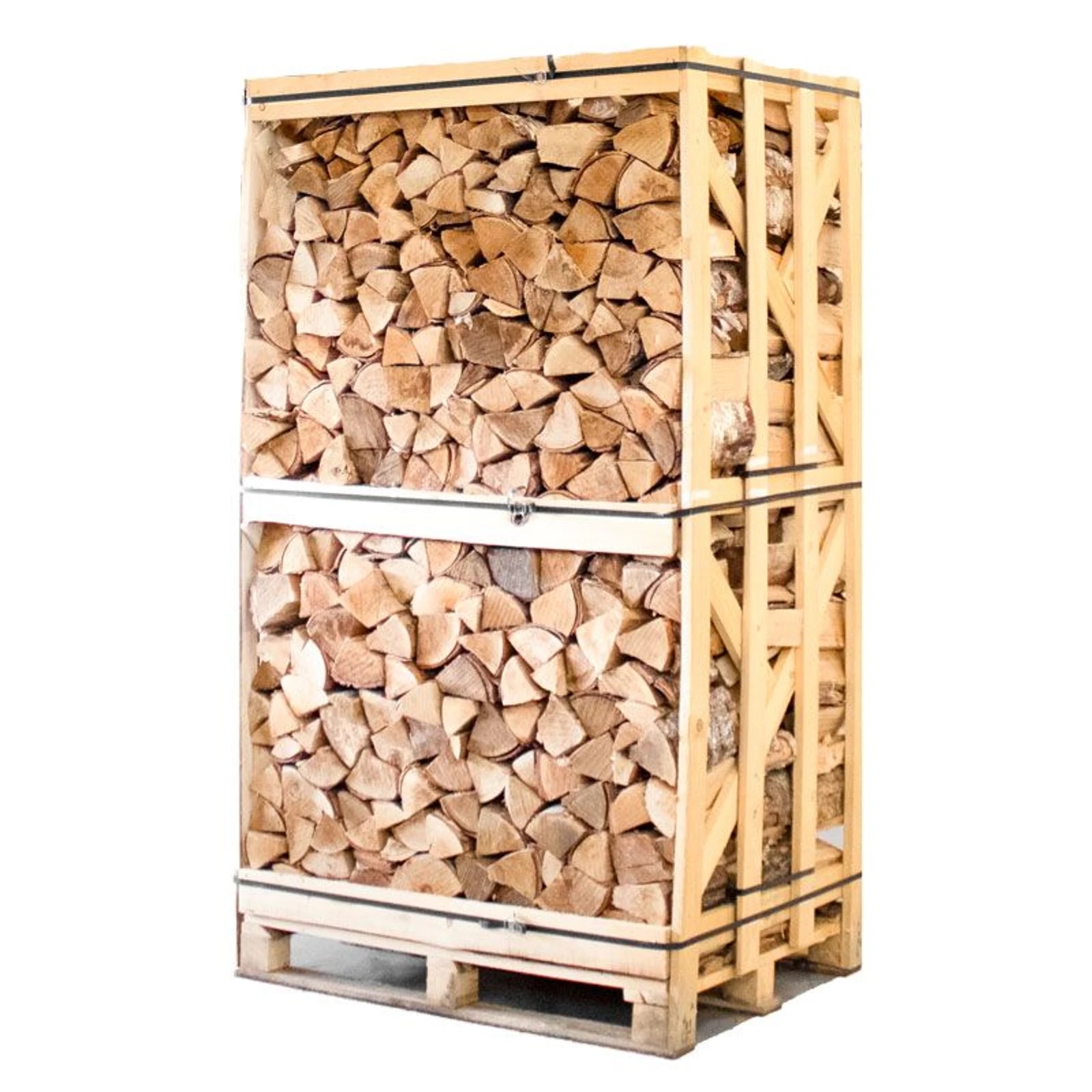 Palette bois de chauffage bouleau fendu séché en chambre 25cm