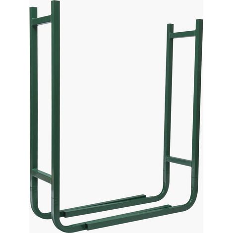 Werka Pro – Range bûches modulable en métal vert – Dimensions 90 x 90 x 24 cm – Tube de 25 mm – Pour bois dur et teck – Abri extérieur