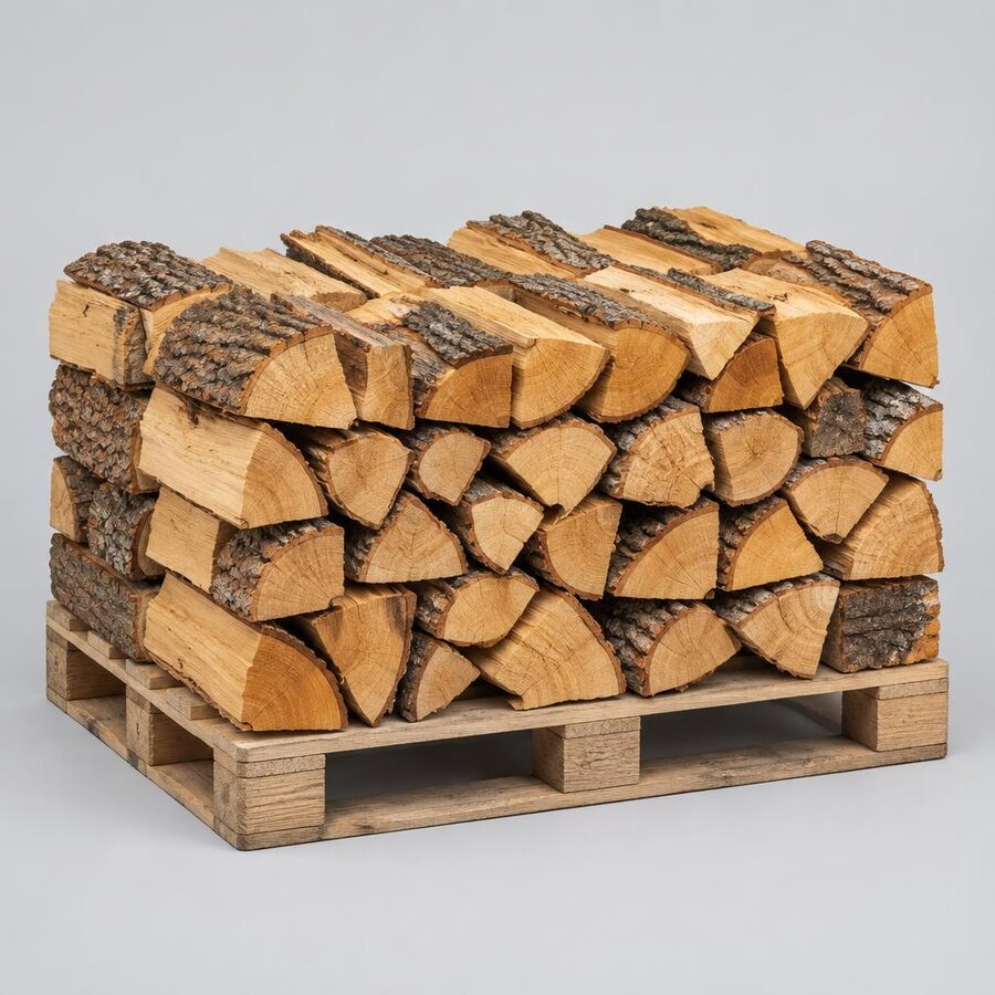 Bois de chauffage géant Chêne séché au four 25cm Demi-palette