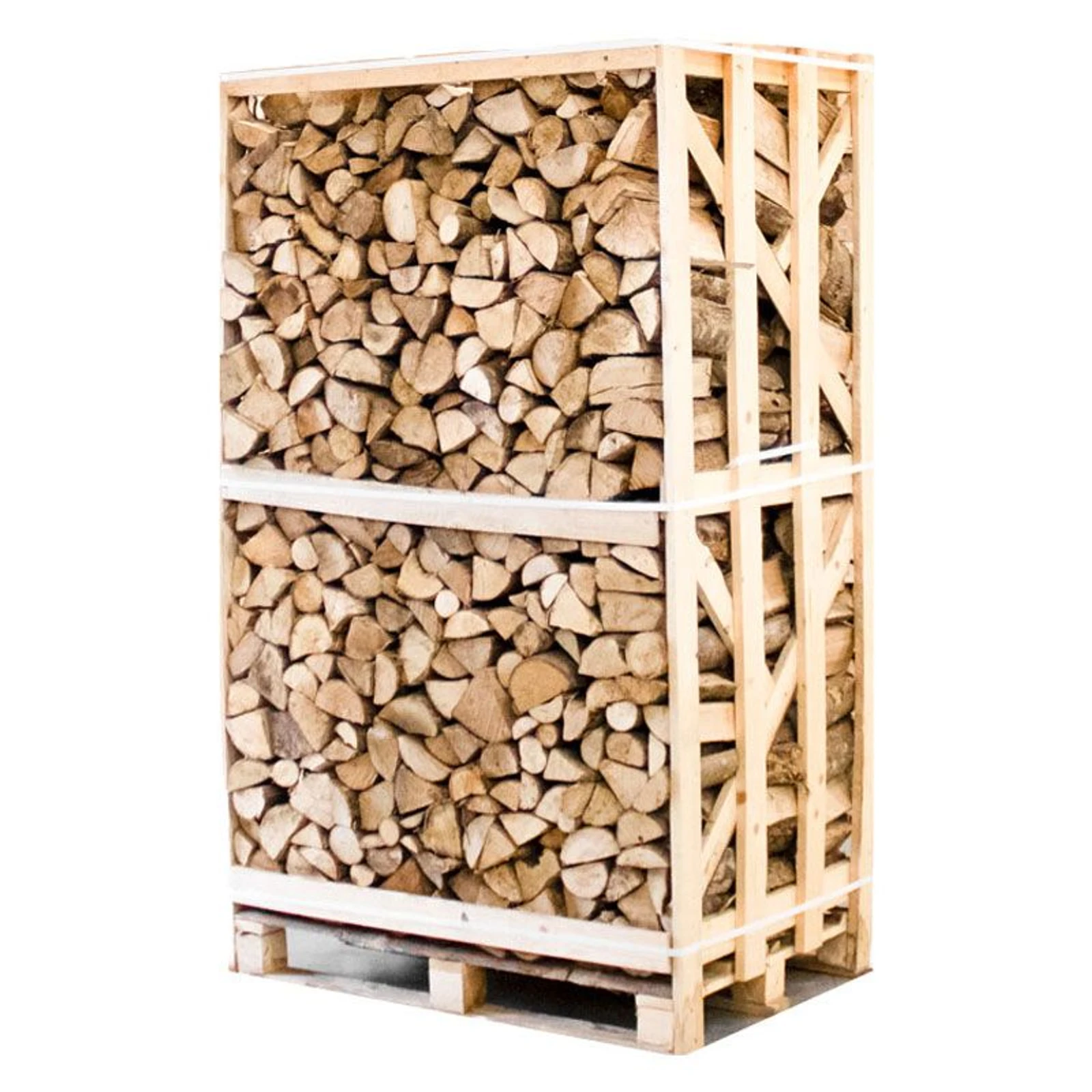 Palette de bois de chauffage en frêne fendu, séché en chambre, 25cm