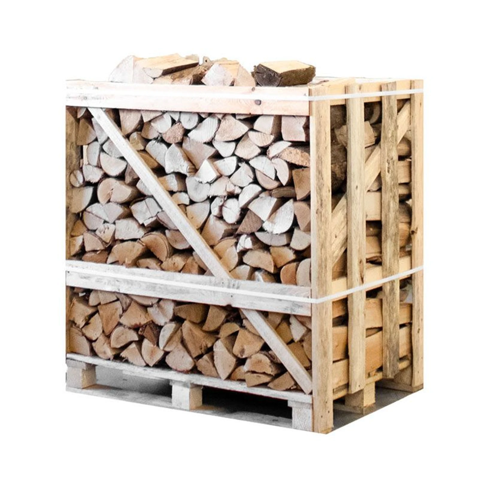 Demi-palette de bois de chauffage mélange bouleau/frêne, fendu et séché en chambre, 25cm